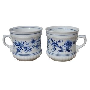 Set of 2 Vintage Bohemia Blue Onion Pattern Coffee Mugs Zwiebelmuster Czech R